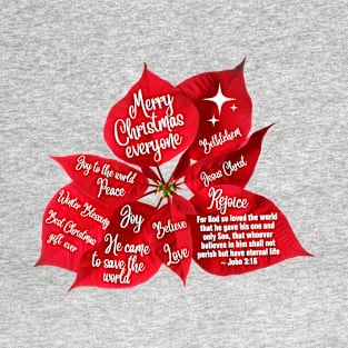 Merry Christmas everyone red leaves design. T-Shirt